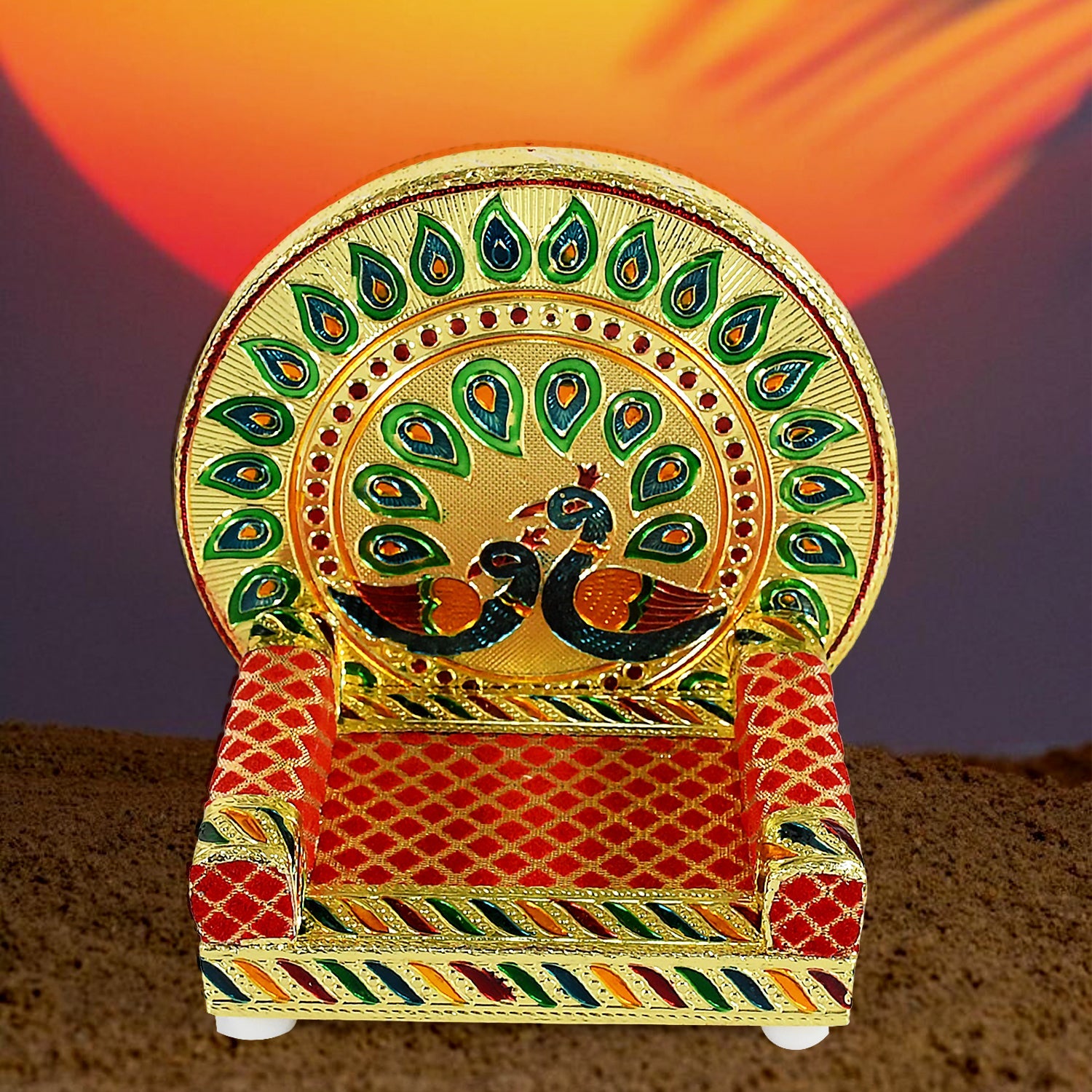 Meenakari Work Laddu Gopal Singhasan / Sihasan for Pooja Mandir Wooden Krishna Ladoo Bal Gopal Sofa Asan, Home Decorative Premium Look Decorative Singhasan Suitable For Home, Office, Restaurant (2 Pc Set) Meenakari Work Laddu Gopal Singhasan / Sihasan for Pooja Mandir Wooden Krishna Ladoo Bal Gopal Sofa Asan, Home Decorative Premium Look Decorative Singhasan Suitable For Home, Office, Restaurant (2 Pc Set)